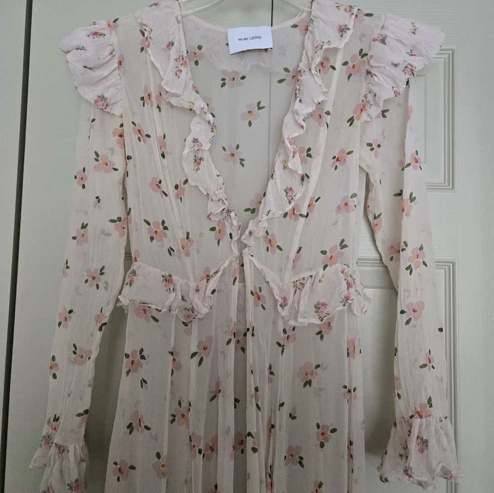 We Are Leone Sheer Pink Floral Maxi Over Dress - Picture 3 of 5